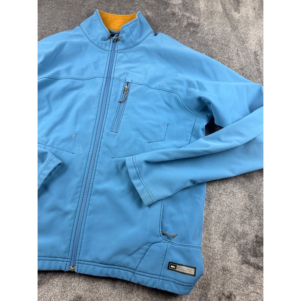 REI Mens Blue Softshell Full Zip Fleece Lined‎ Hiking Jacket Size Medium